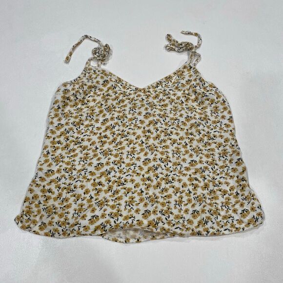 Abercrombie & Fitch Floral Tie Strap Tank Top Yellow White Size Small - Picture 1 of 4